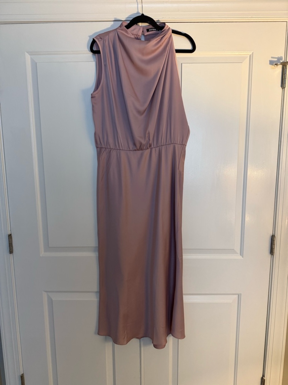 Sleeveless Draped Midi Dress in Dusty Rose